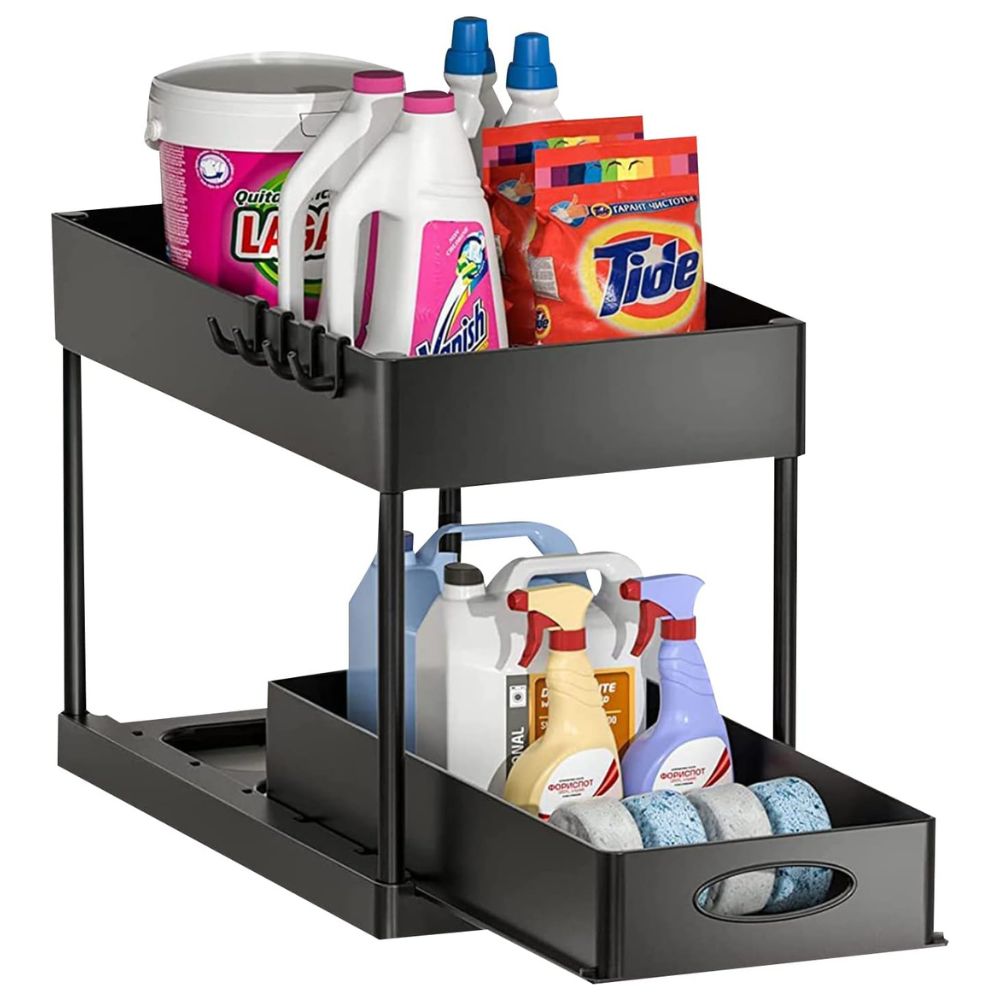 2 Tier Pull Out Cabinet Organizer Sliding Storage Rack