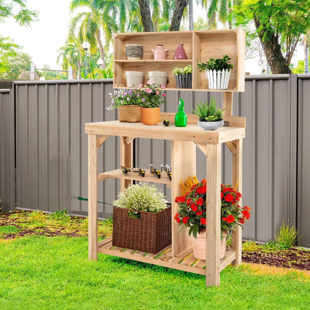 Outdoor Gardening Potting Workbench Table with Storage