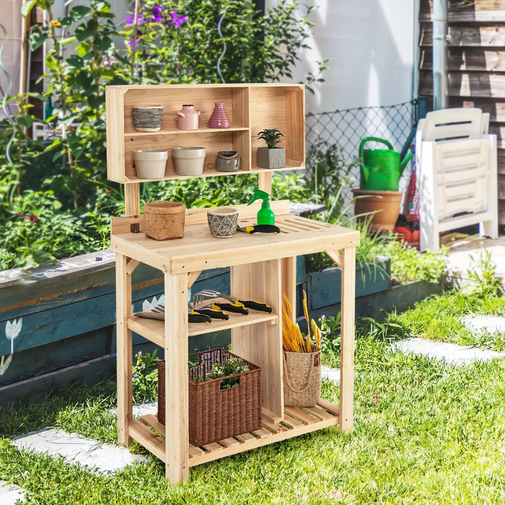 Outdoor Gardening Potting Workbench Table with Storage