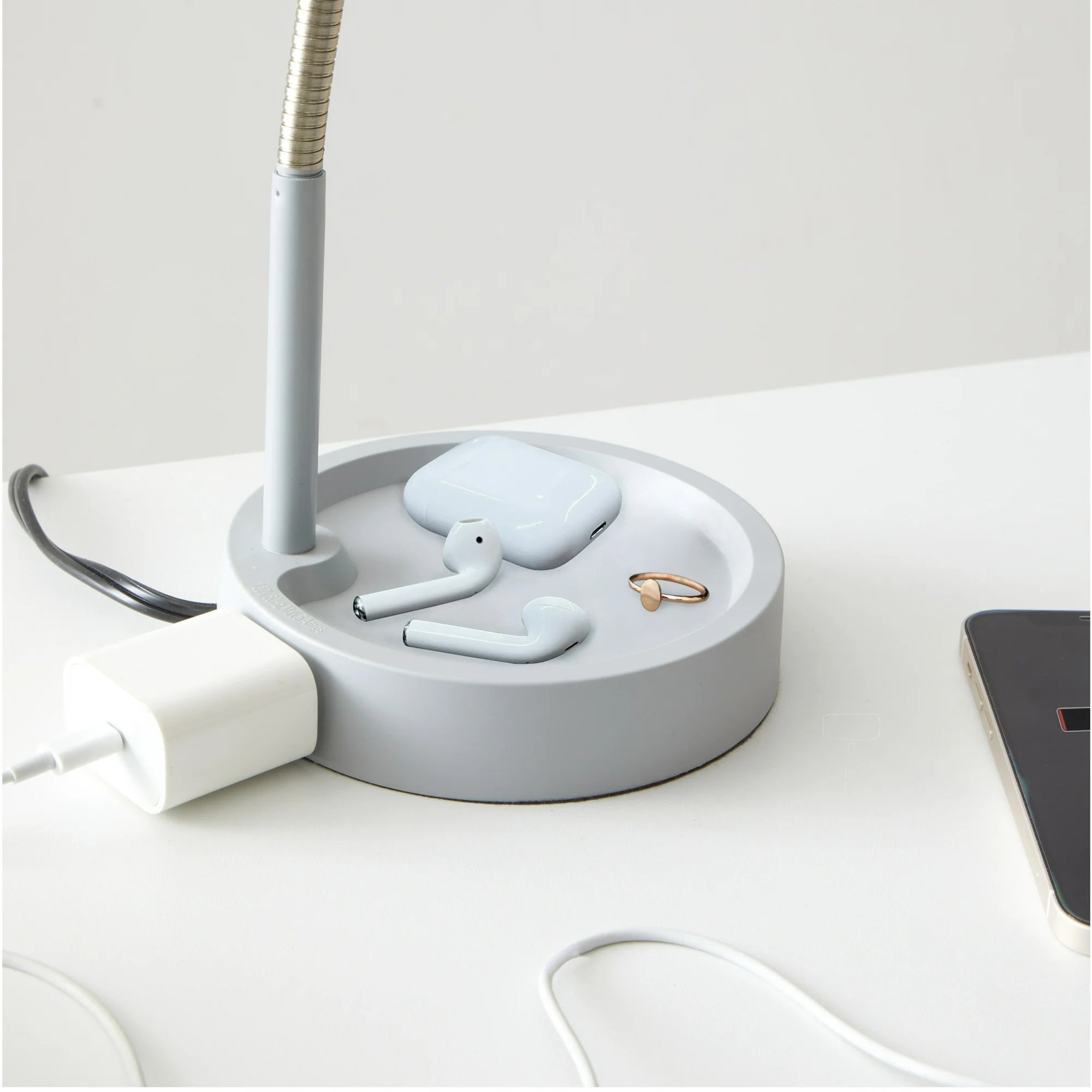 Led Desk Lamp With Catch-All Base & Ac Outlet