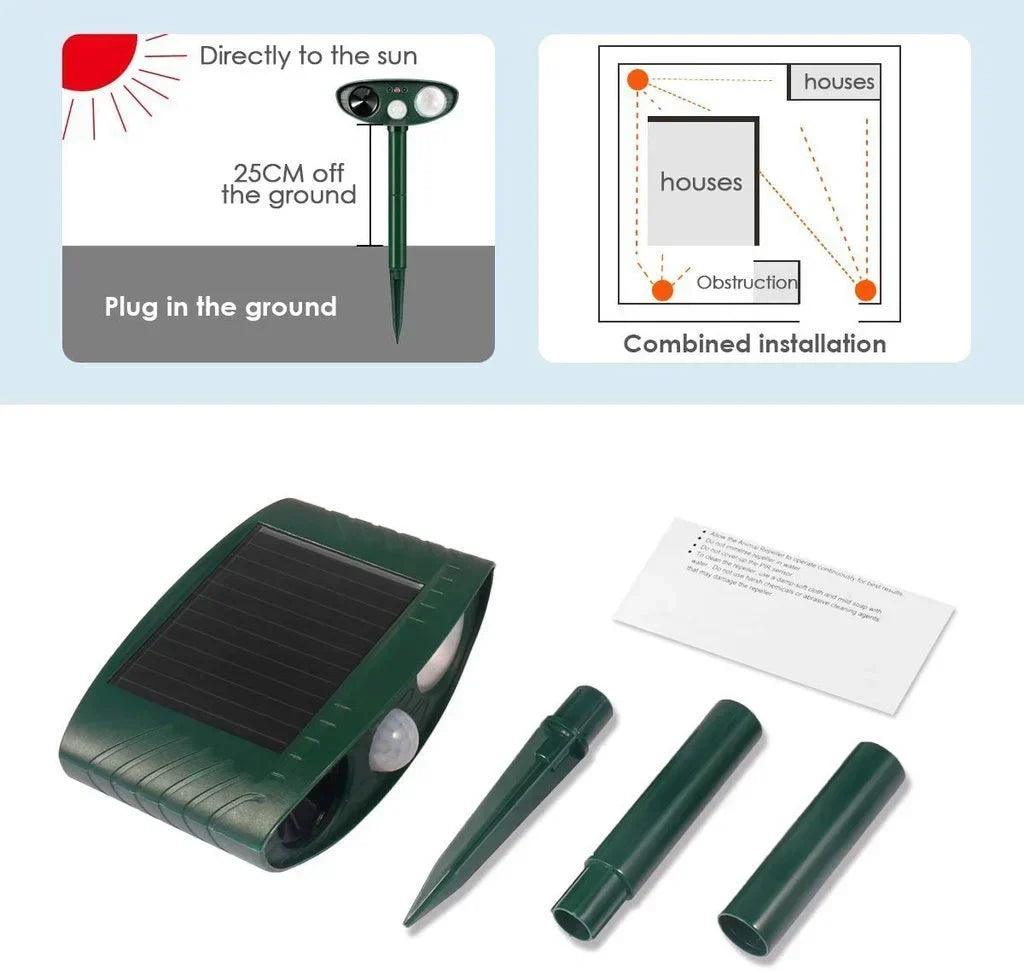Solar-Powered Ultrasonic Deer Repeller - Effective Deer Deterrent for Gardens & Yards in 48 Hours