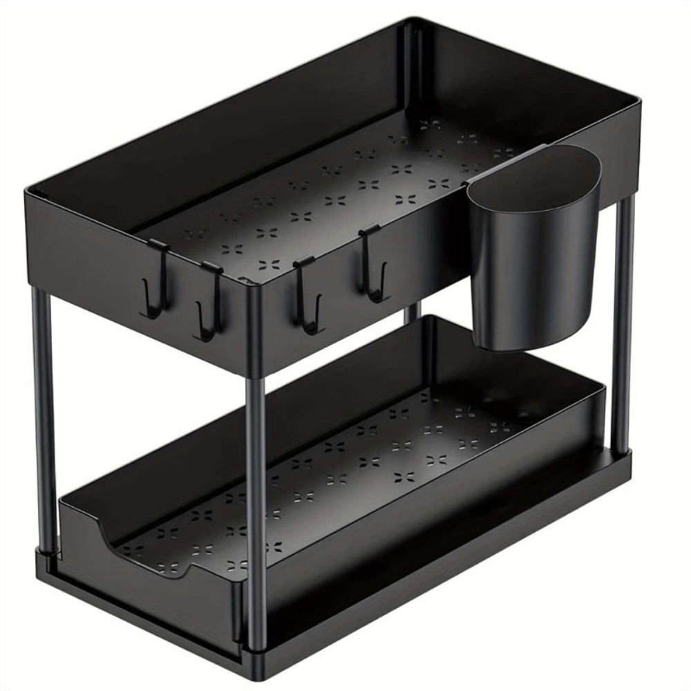 2 Tier Pull Out Cabinet Organizer Sliding Storage Rack