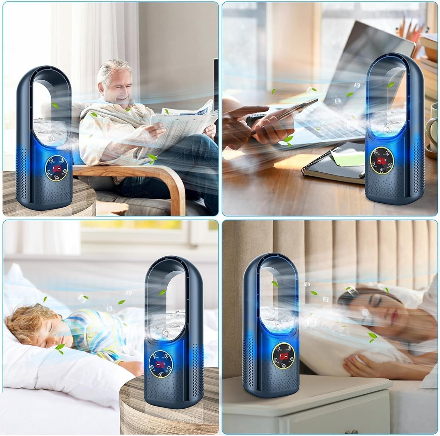 Bladeless Portable Air Conditioner | Ultra-Quiet, Ergonomic Design & Ideal for Home and Office Use