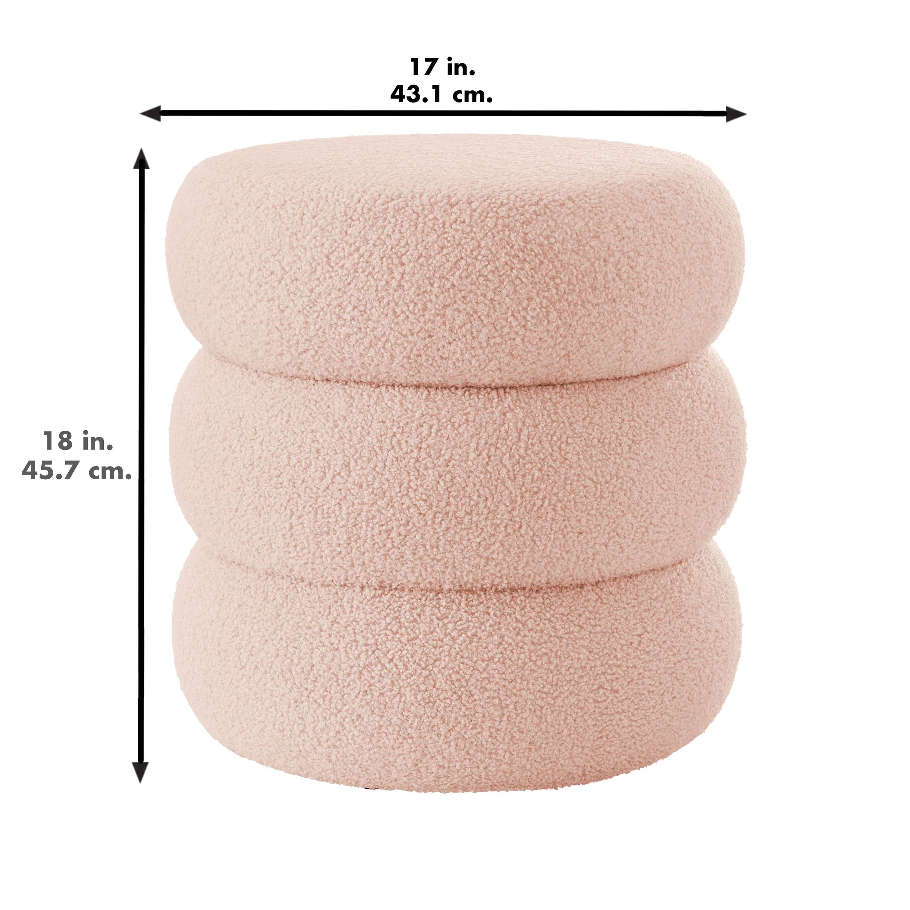Round Boucle Ottoman Storage
