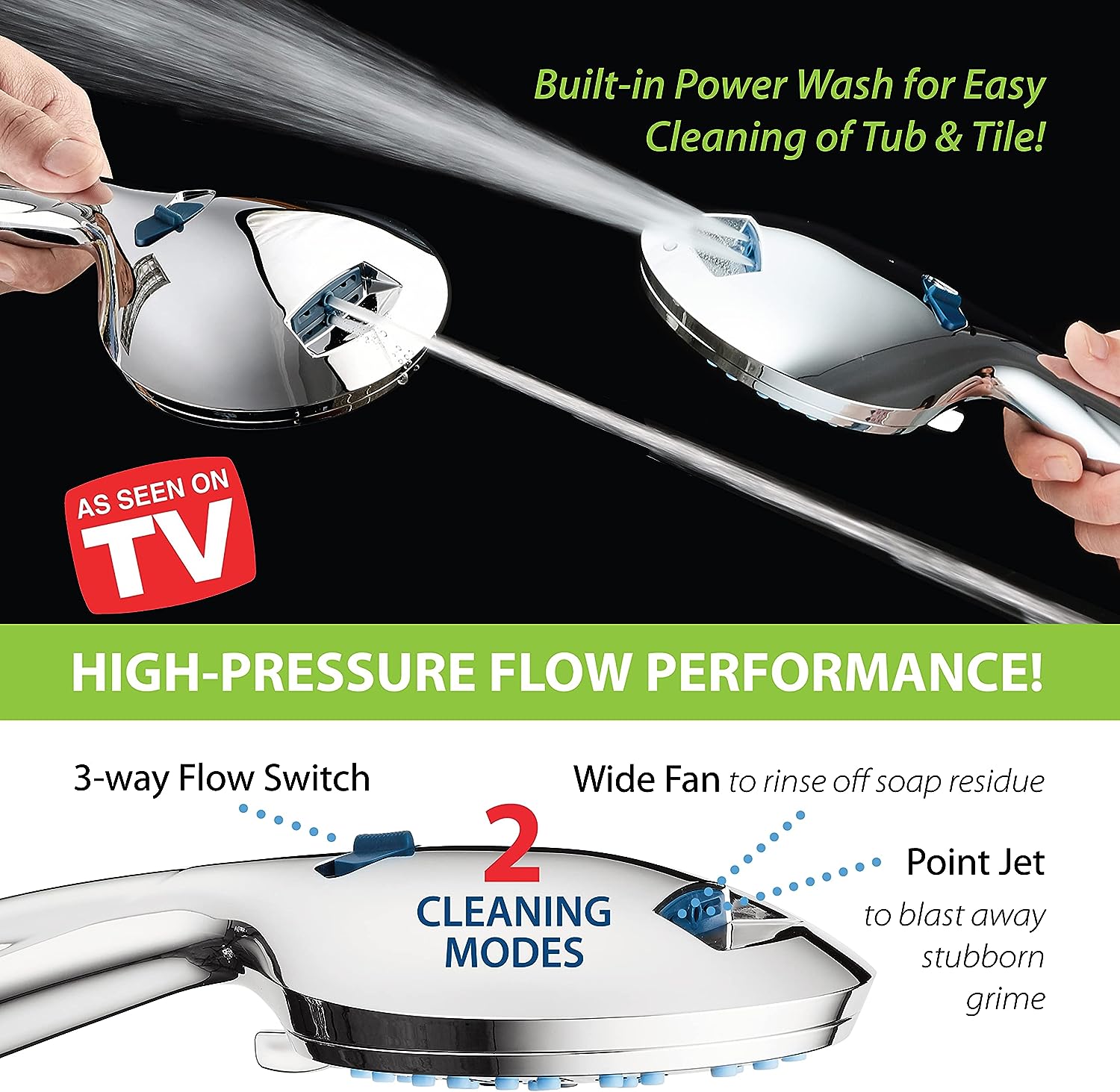 Adjustable Pressure Handheld Shower Head With A Hose