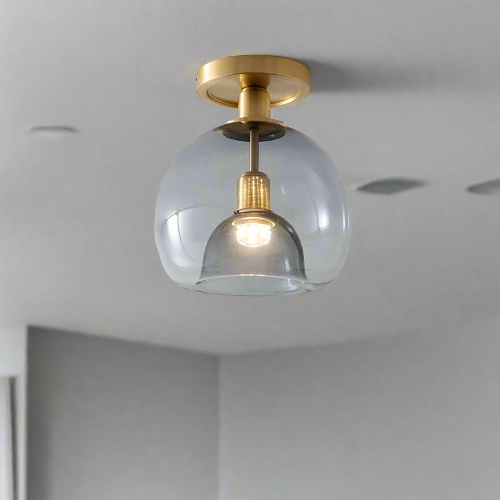 Modern Grey Glass Ceiling Light Fixture for Hallway & Entryway Lighting