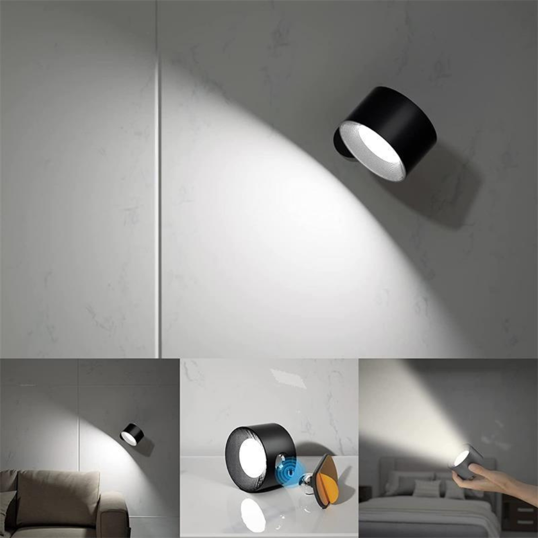 Wireless Rechargeable 360° Wall Light | Energy-Saving LED, Touch Control & Versatile for Home Lighting