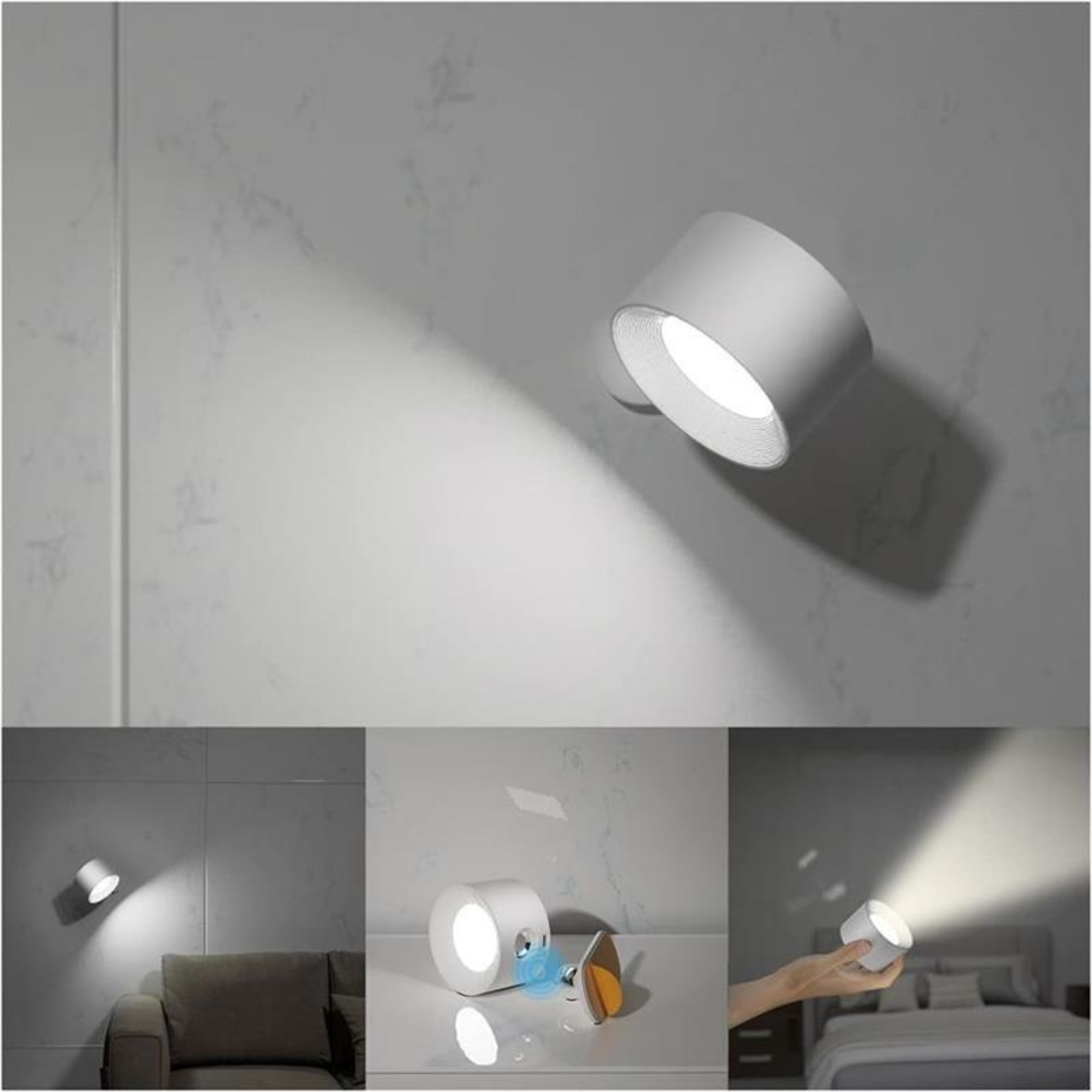 Wireless Rechargeable 360° Wall Light | Energy-Saving LED, Touch Control & Versatile for Home Lighting