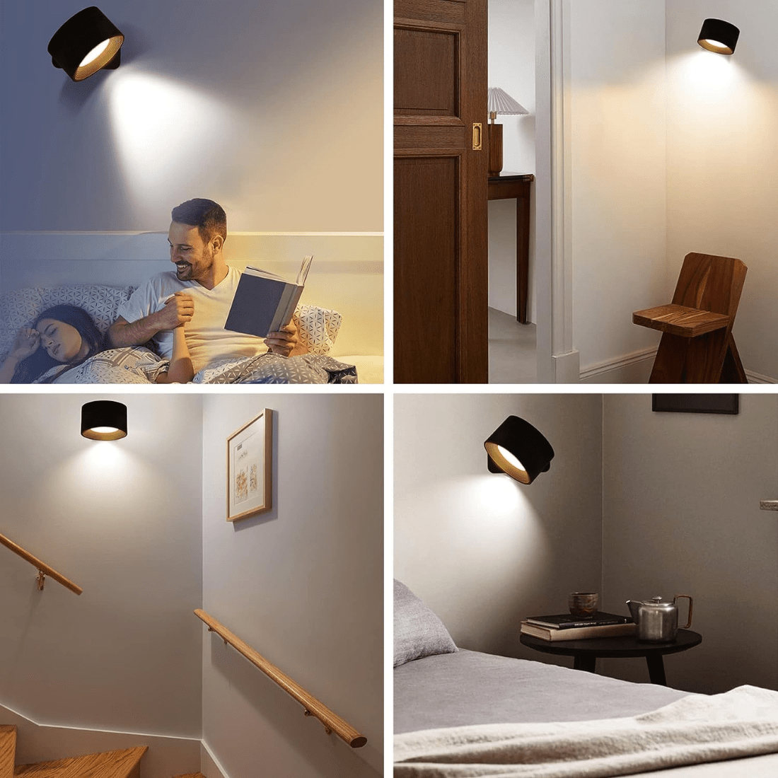 Wireless Rechargeable 360° Wall Light | Energy-Saving LED, Touch Control & Versatile for Home Lighting