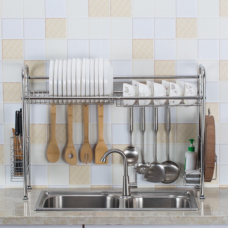 Large Stainless Steel Over The Sink Dish Drying Kitchen Rack