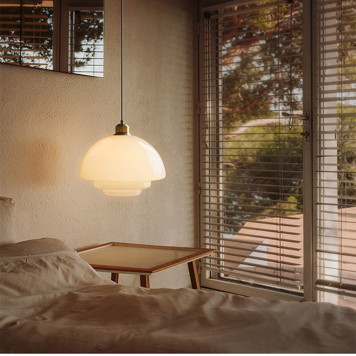 Elegant Art Deco White Glass Pendant Light – Ceiling Lamp for Hallways & Kitchens