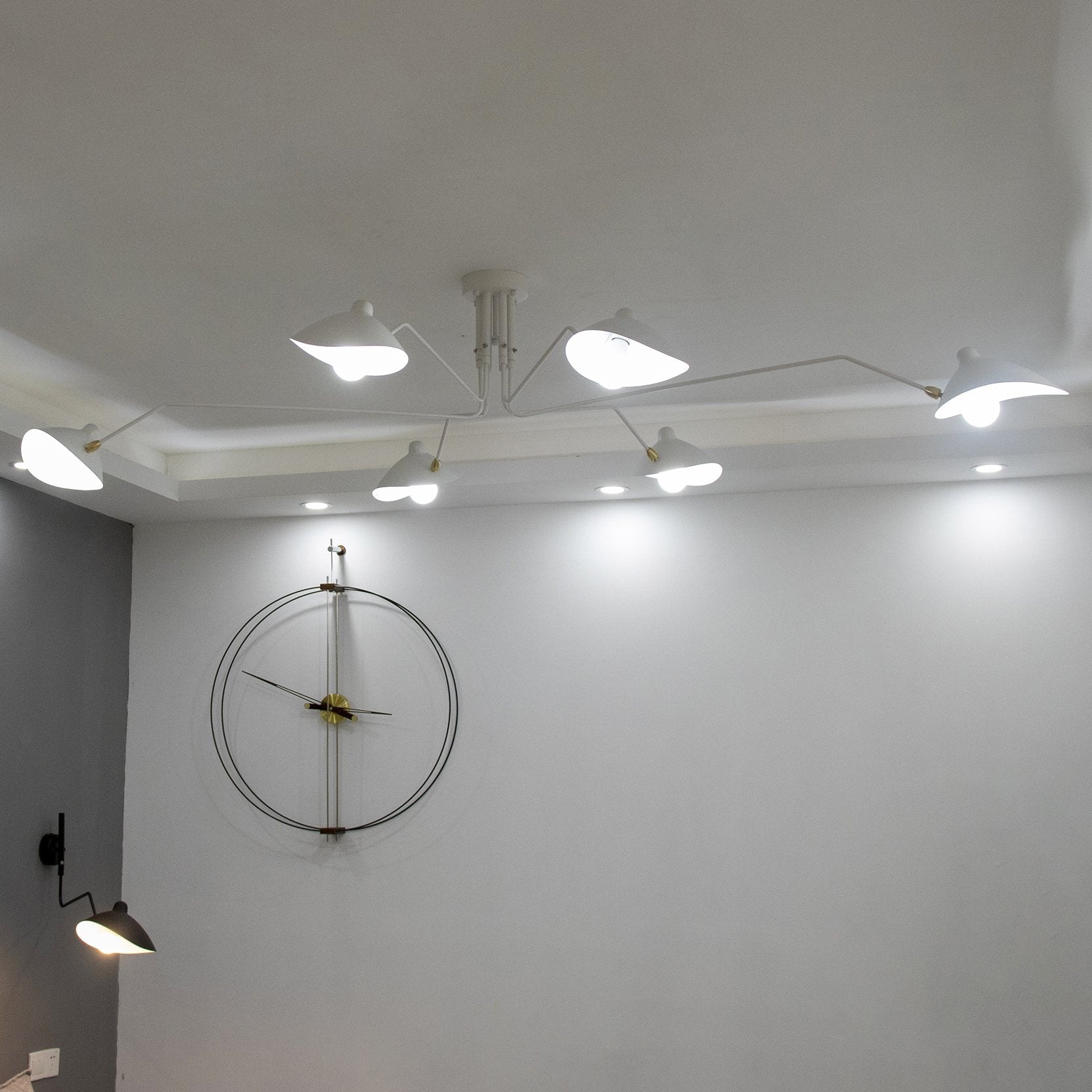 LED Ceiling Light Fixture - Serge Mouille Style - Adjustable Arm Design for Living Room & Modern Spaces