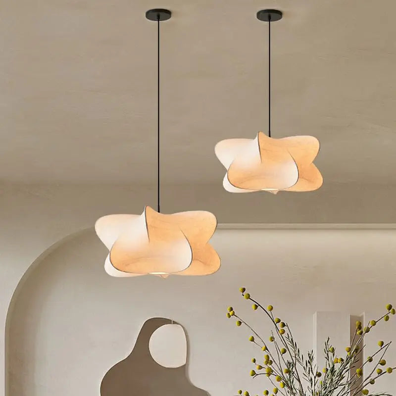 Natural Linen and Silk Wabi-Sabi Pendant Light – Statement Ceiling Lamp for Minimalist Homes