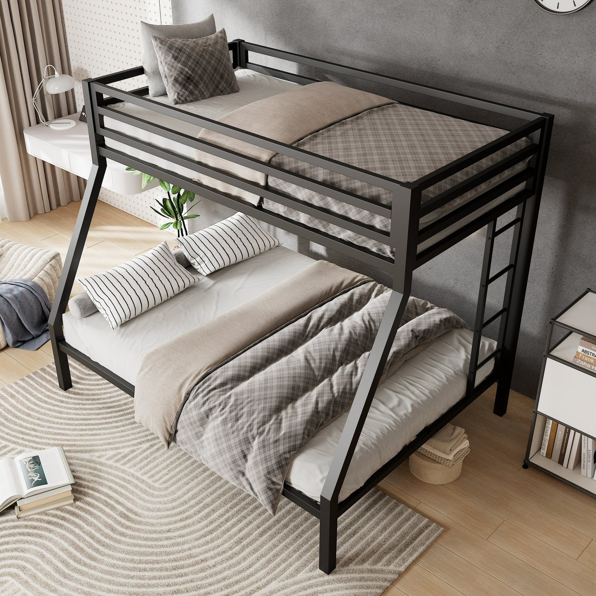 Twin Over Full Metal Bunk Bed With Removable Ladder