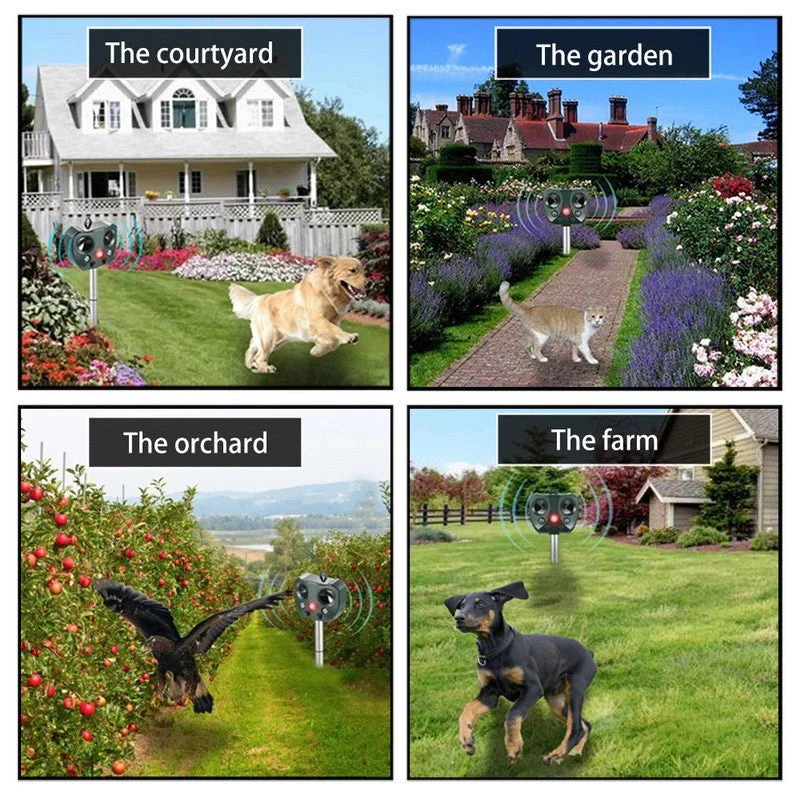 Solar Ultrasonic Animal Repeller For Gardens