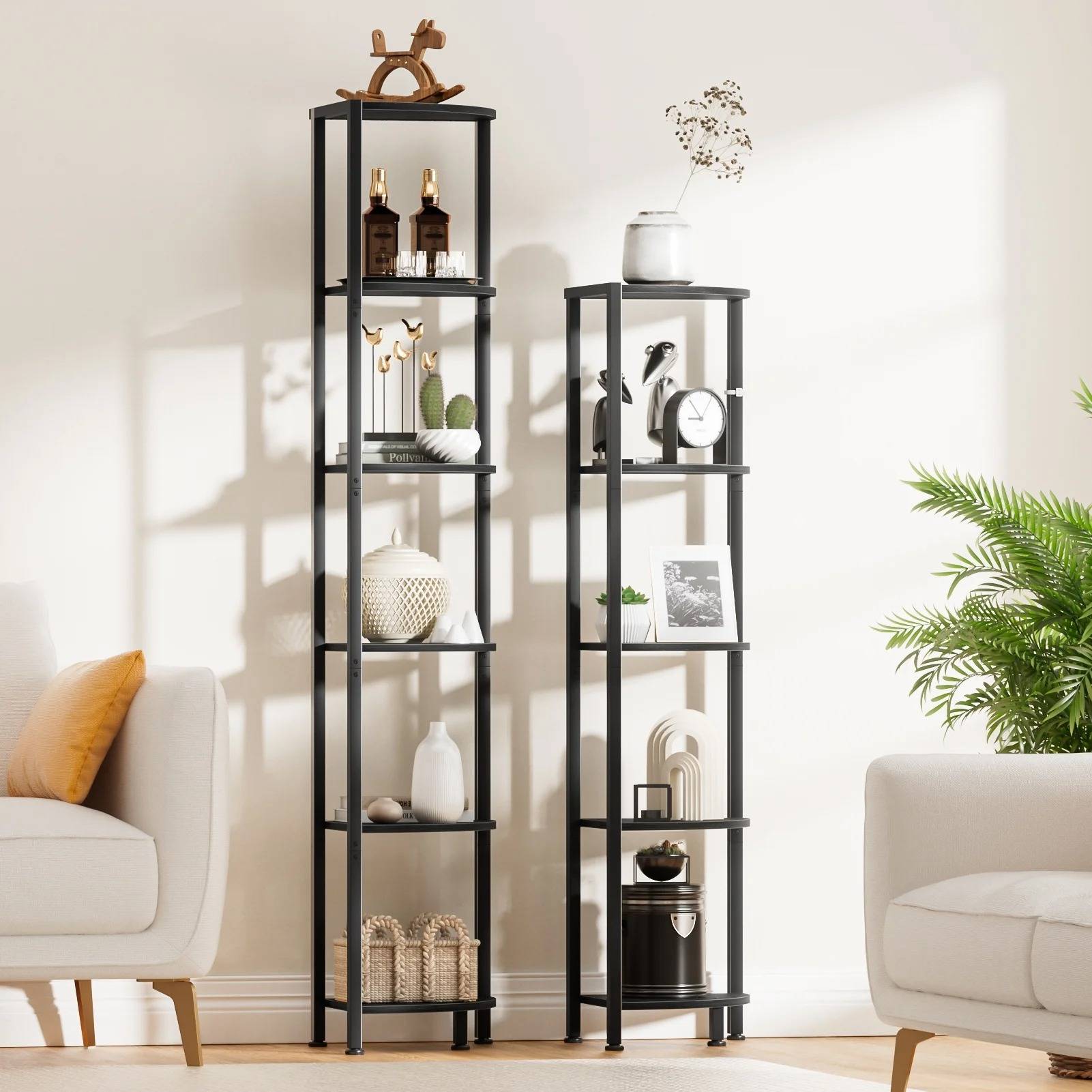 6-Tier Corner Bookshelf for Living Room, Bedroom, Kitchen, Bathroom