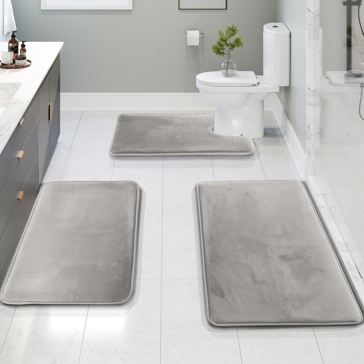 Memory Foam Bath Mat Set | Ultra-Soft, Super Absorbent & Non-Slip for Bathroom Comfort