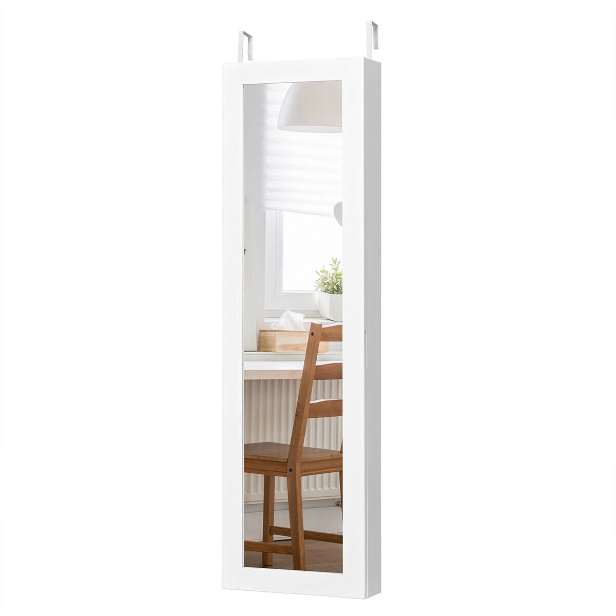 Modern Over The Door Light Up Jewelry Storage Mirror Armoire