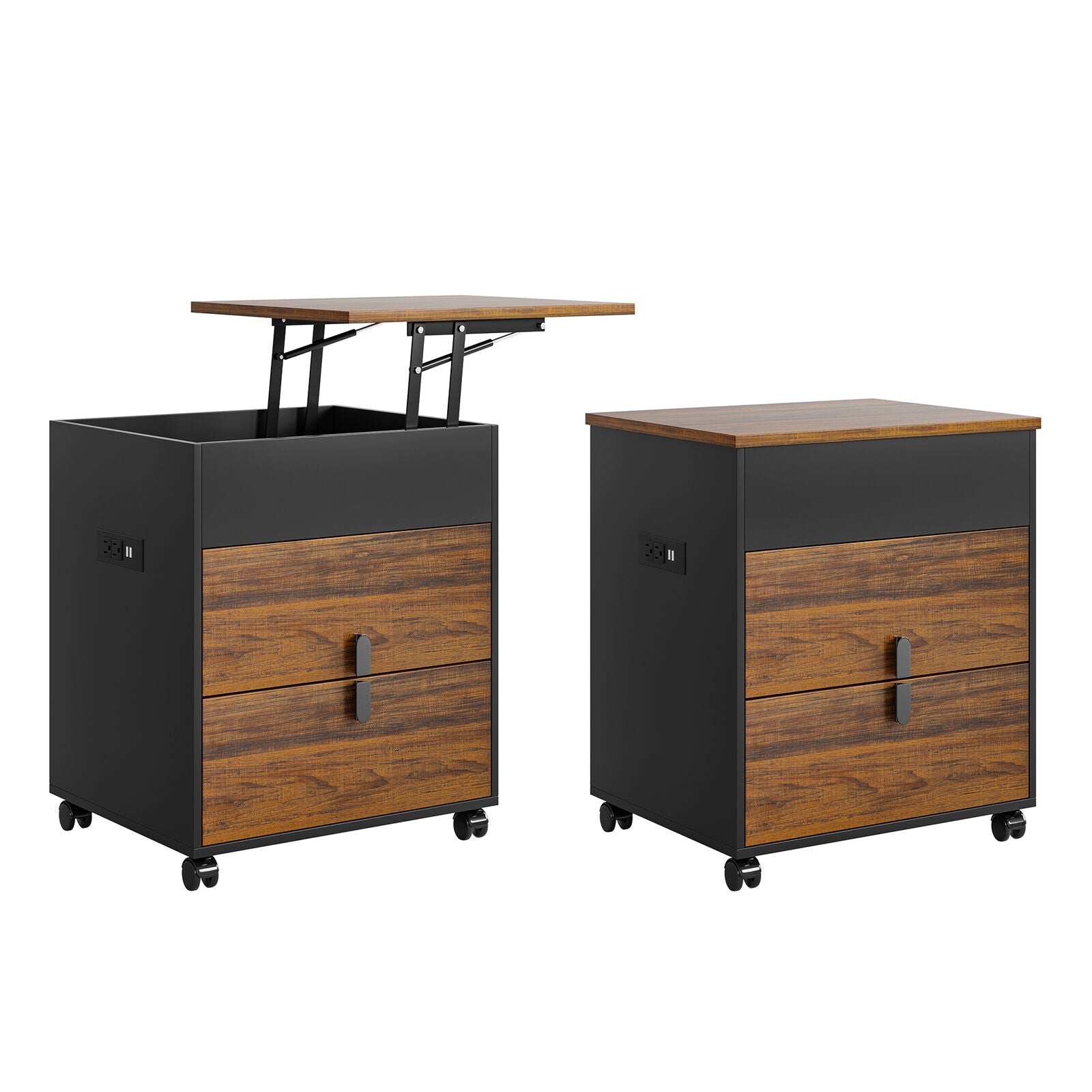 Modern Solid Wood Bedside Nightstand Swivel Laptop Work Table