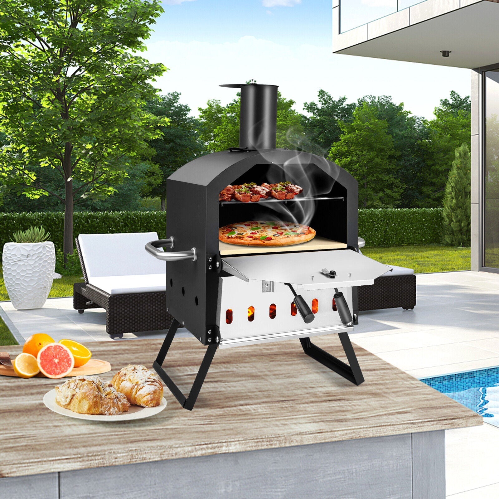 Large Tabletop Outdoor Wood Fired Backyard DIY Pizza Oven