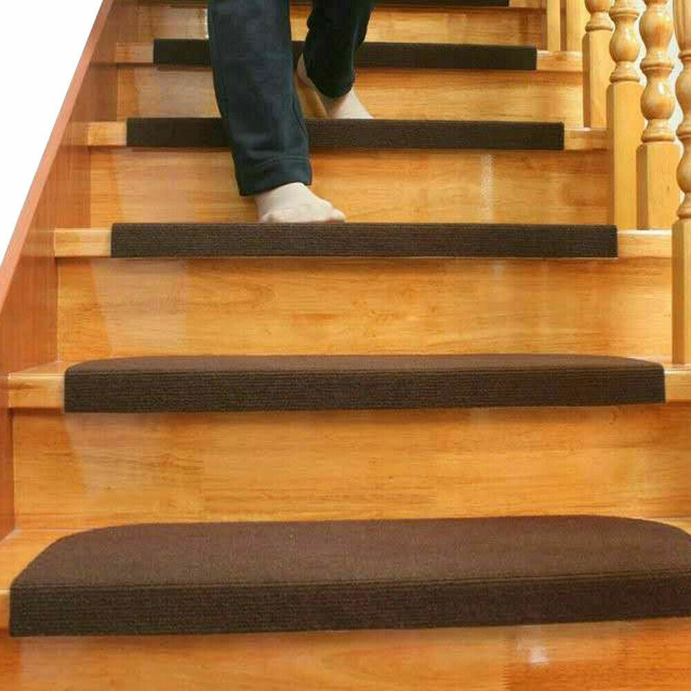 Modern Style Anti Slip Carpeted Indoor Home Stair Grip Treads 13 PCS