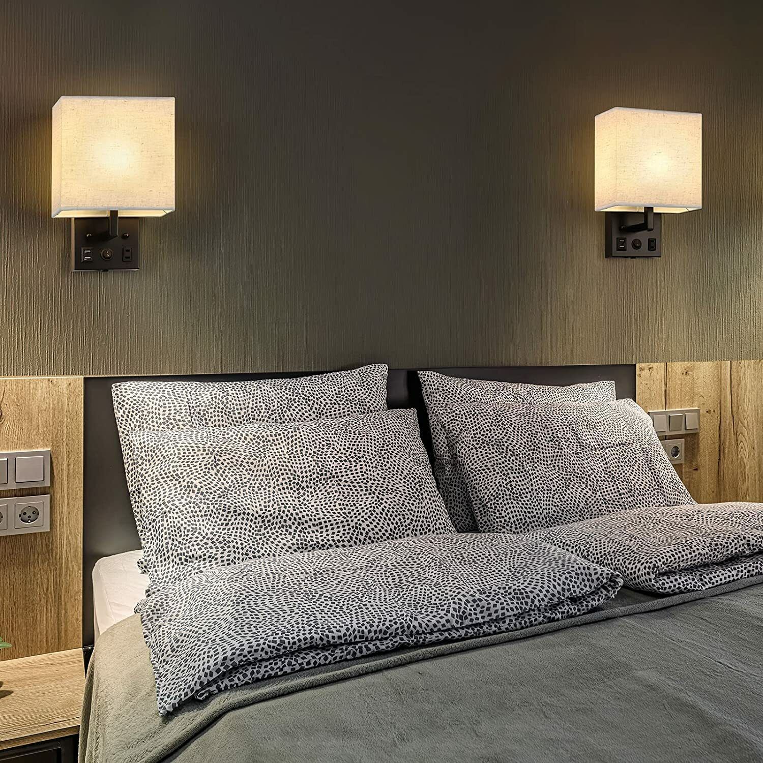 Luxurious Wall Mounted Bedroom Light Fixture Sconce With Plus 2 PCS