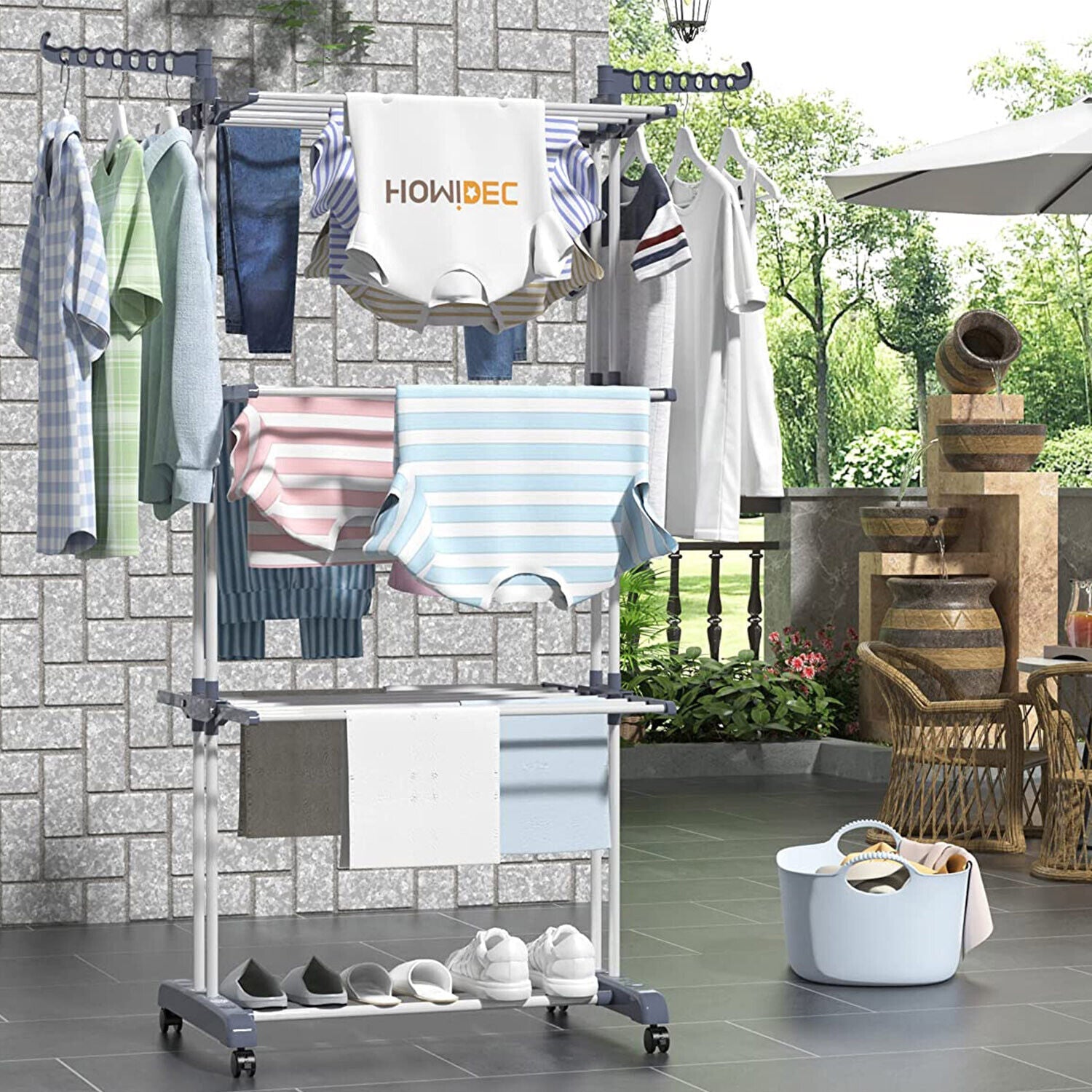 Folding Indoor / Outdoor Metal Clothes Laundry Hanging Drying Rack