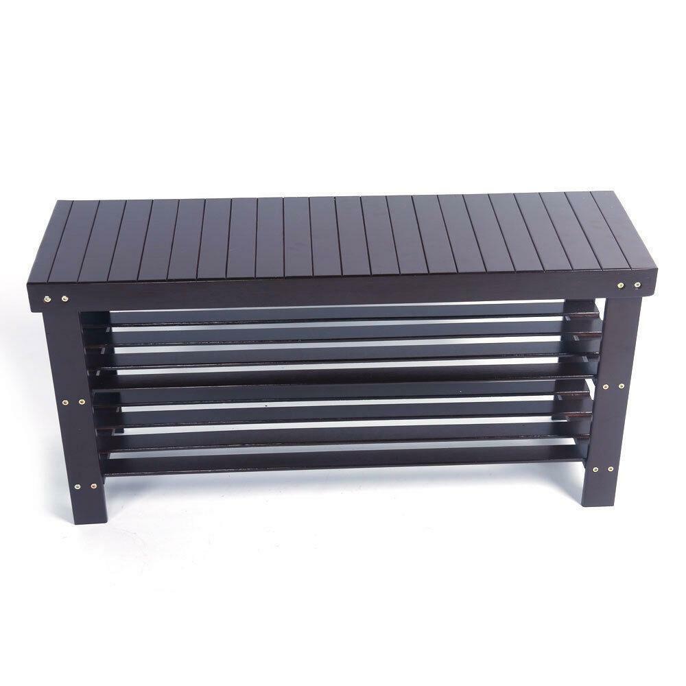 Modern 3-Tier Bamboo Shoe Bench Entryway