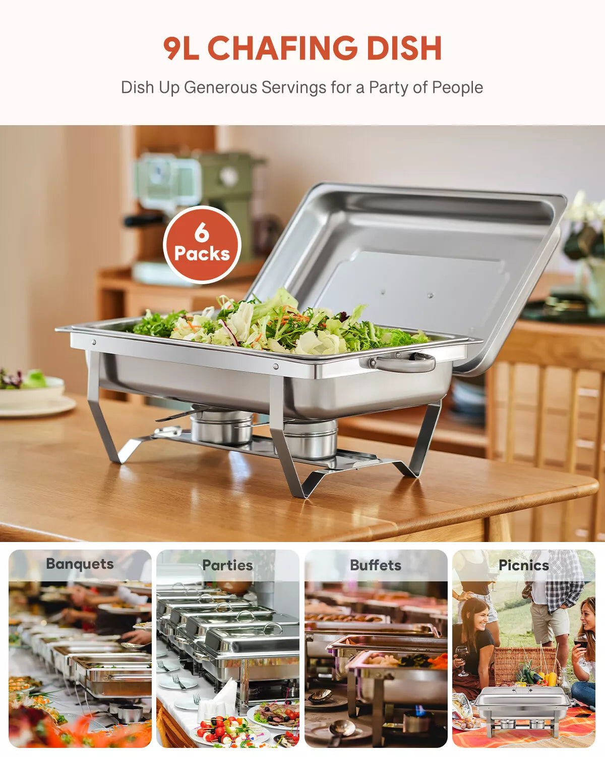 6 Set Buffet Food Warmer