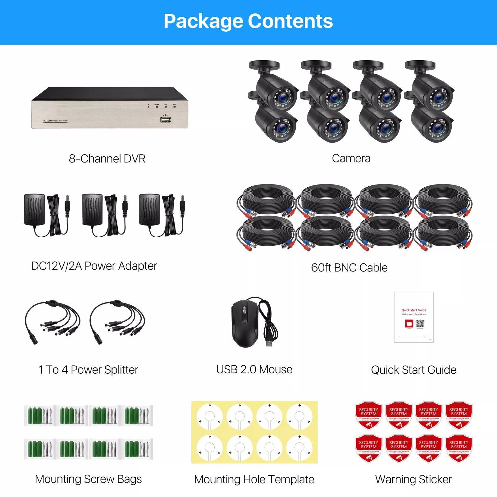 Outdoor CCTV Security Camera System Kit Night Vision