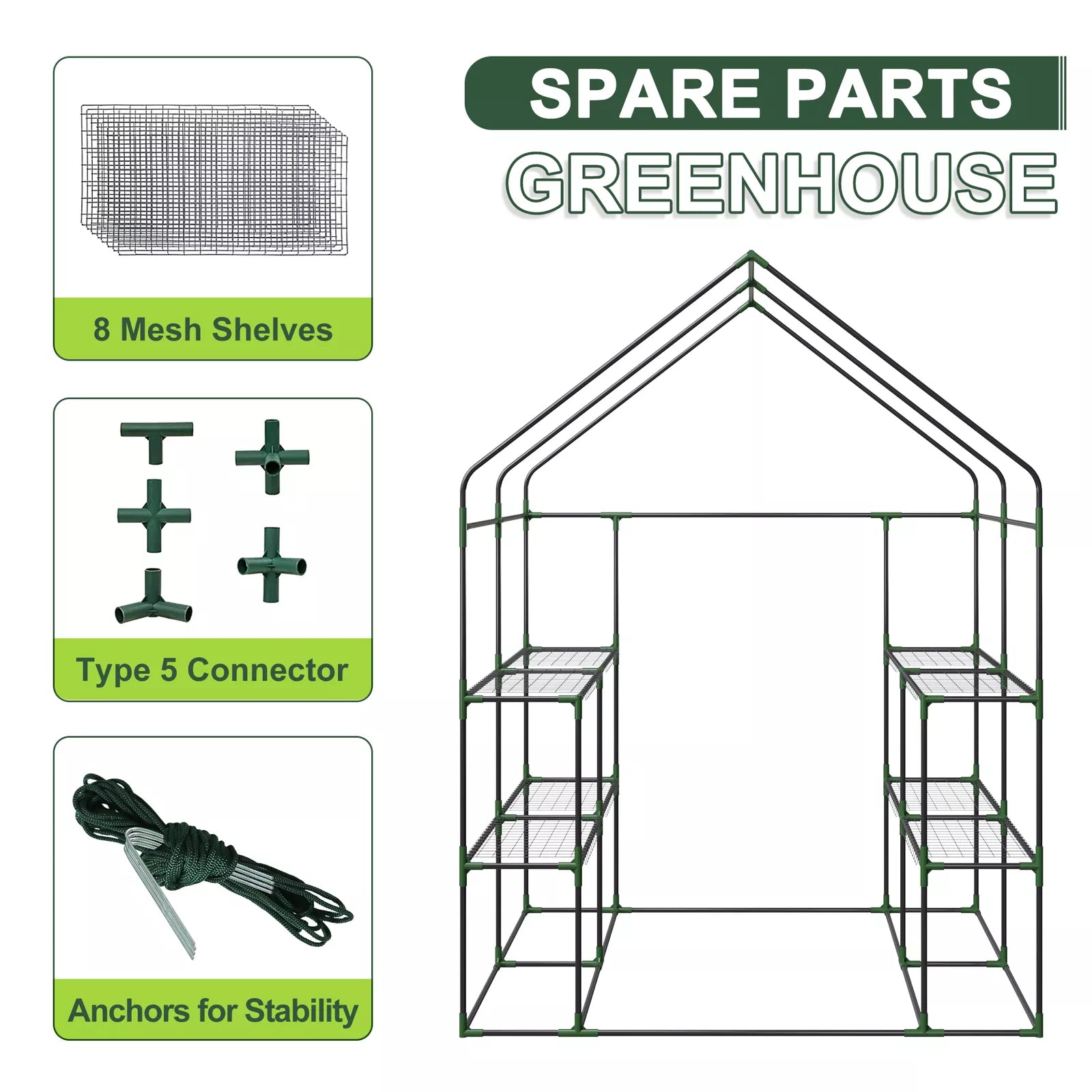 8 Shelves Walk-In Portable Greenhouse