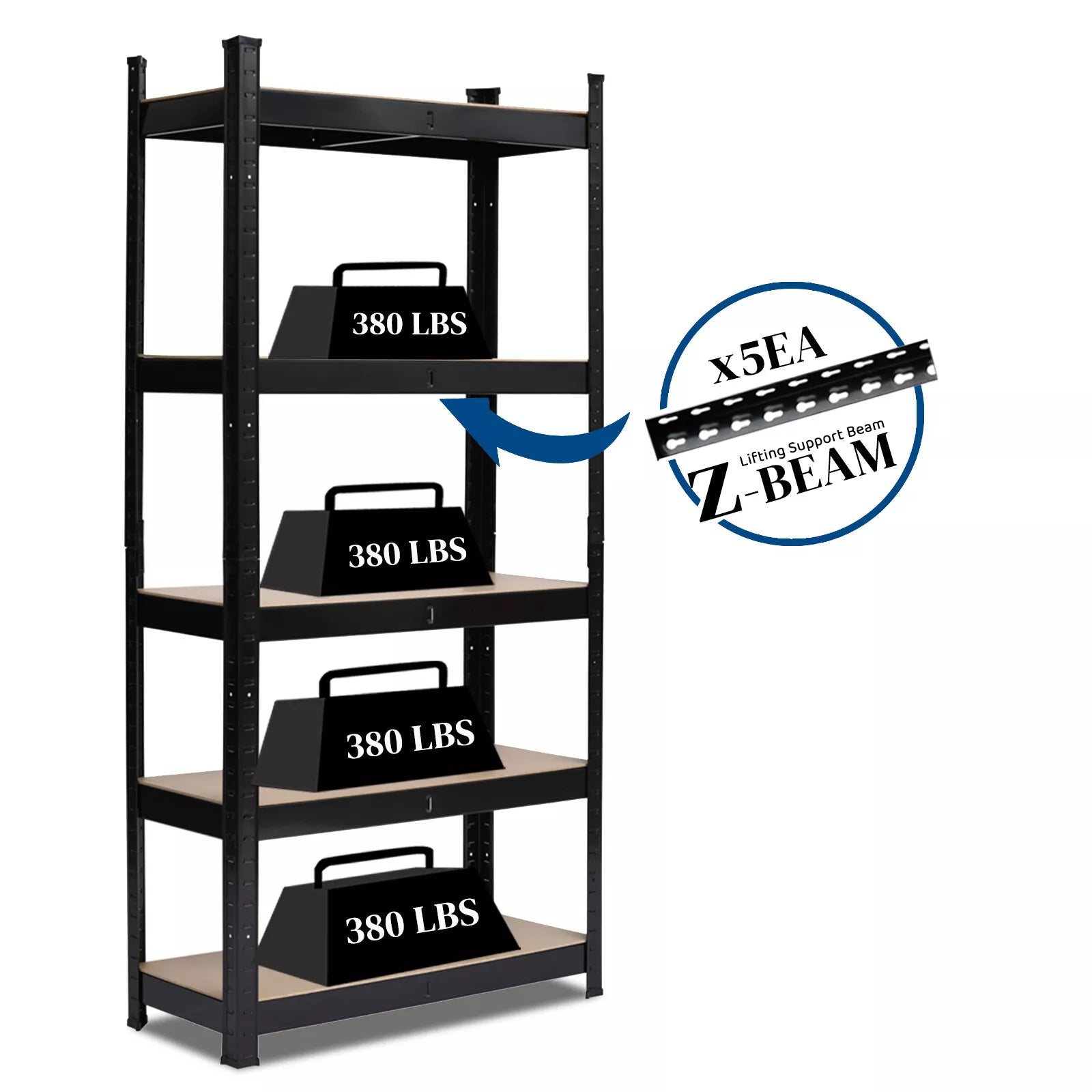 Adjustable 5-Tier Shelf Garage Shelves
