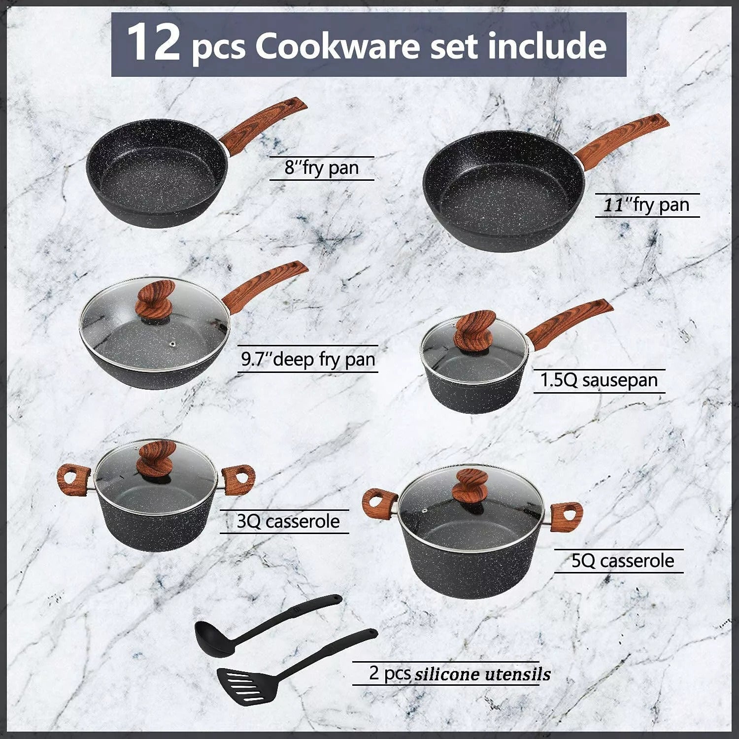 12 Pieces Pots And Pans Set