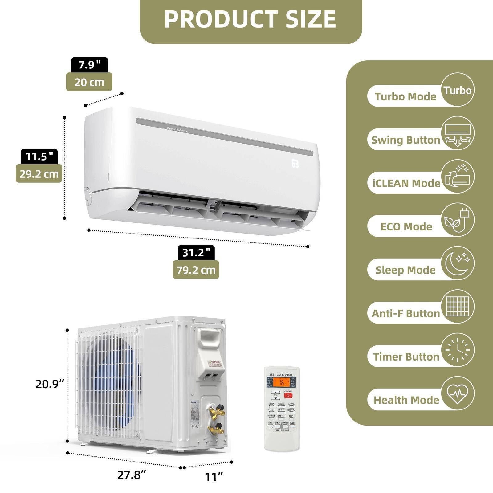 Mini Split Air Conditioner Heat Pump System Ductless Wifi