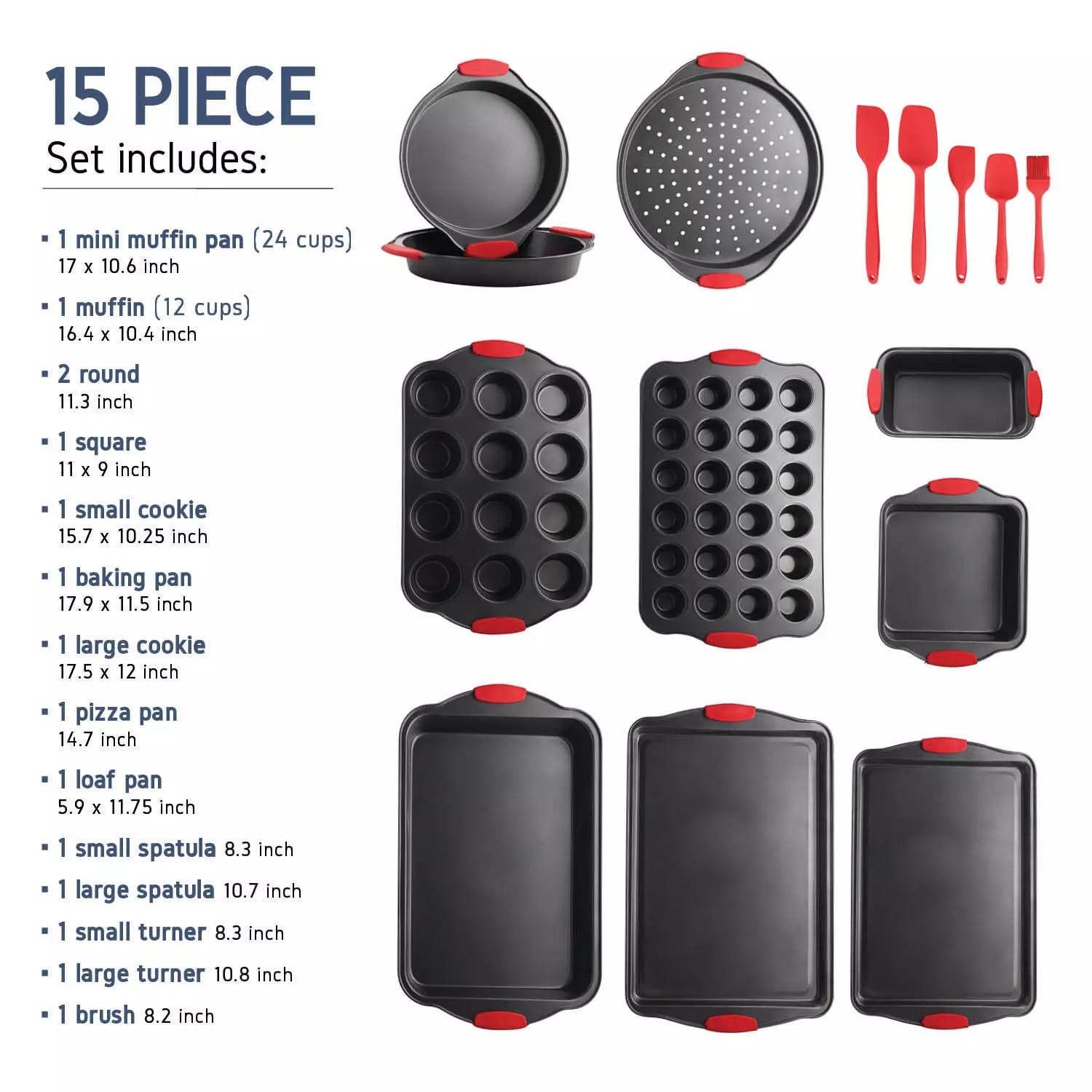 15 Pcs Nonstick Ceramic Bakeware