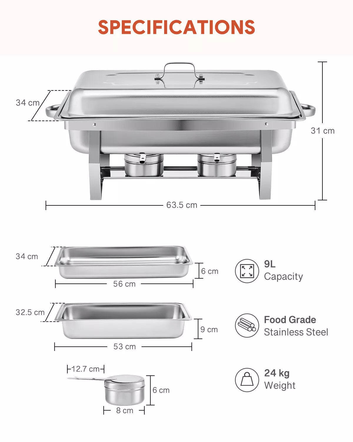 6 Set Buffet Food Warmer
