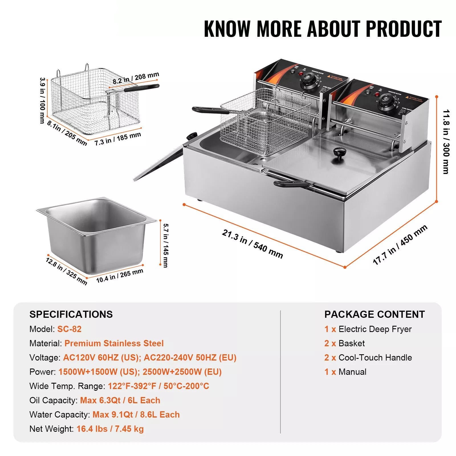 25Qt Commercial Electric Deep Fryer