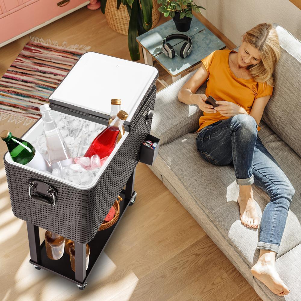 Large Wheeled Outdoor Patio Party Ice Box Beverage Cooler Chest