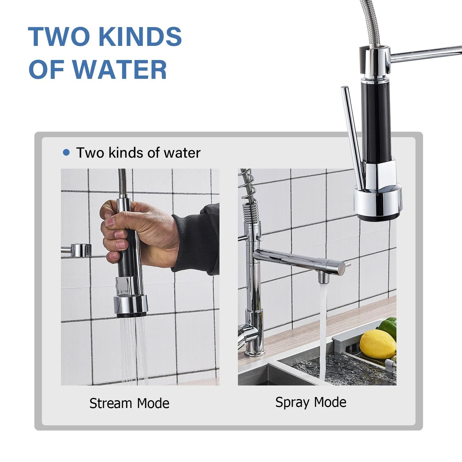 Single Handle Chrome Kitchen Faucet With Pull-Out Spray
