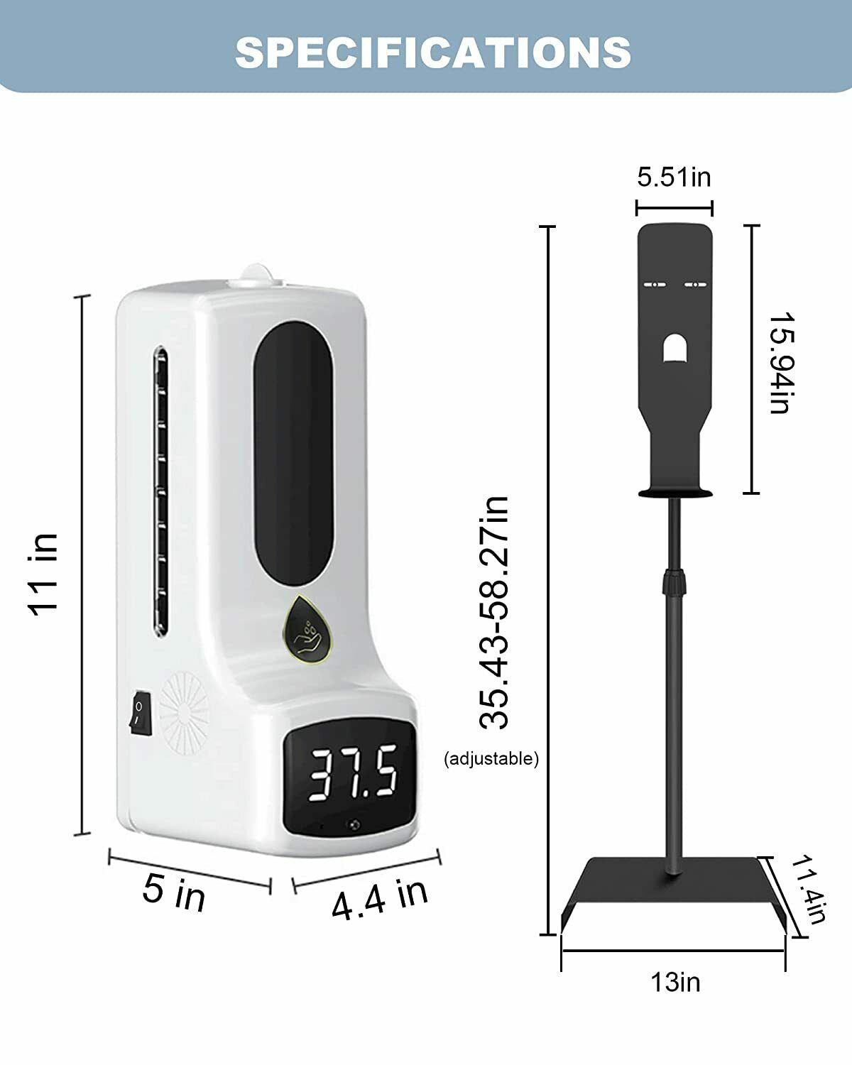 Automatic Sanitizer Dispenser Infrared Thermometer Touchless with Floor stand