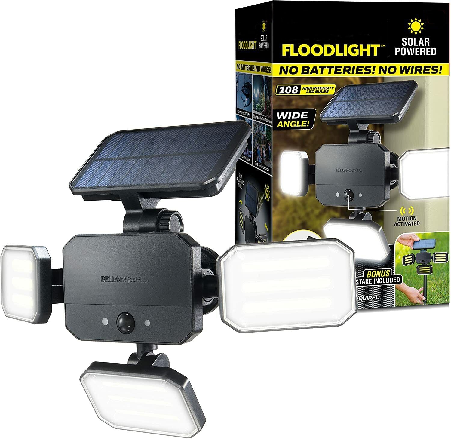 Outdoor Solar Floodlight with Motion Sensor and Remote Control