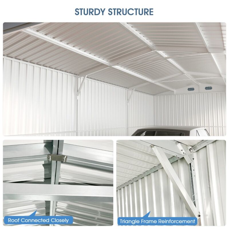 Heavy Duty Car Garage Galvani Steel Storage Outdoor Prefab Shed 20'x10'ft Metal