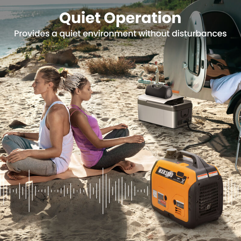Gas Powered 3500 Watt Portable Inverter Generator Super Quiet 58 dB Home Backup