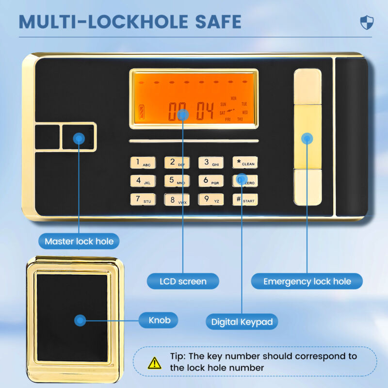 Large Home Safes 4.5Cub Fireproof Double Safes Lockbox Digital Keypad Money Safe