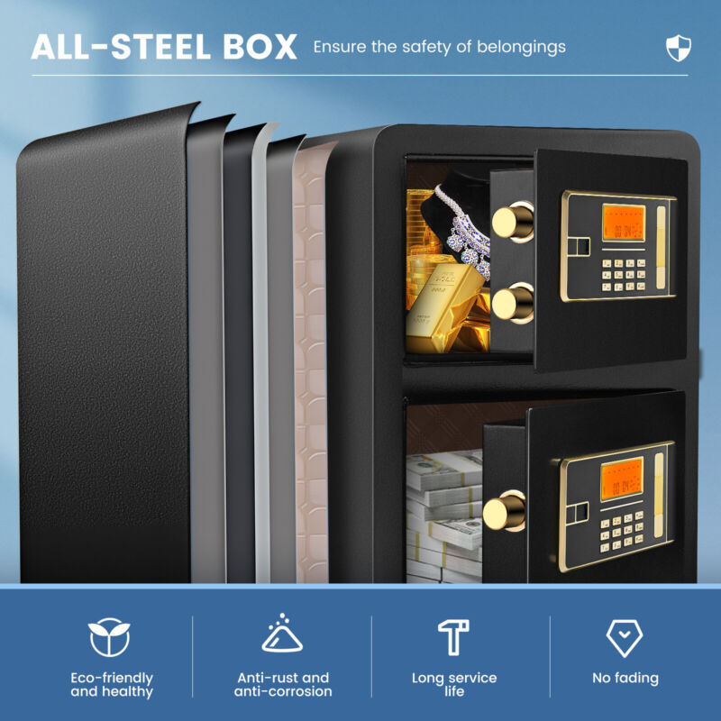Large Home Safes 4.5Cub Fireproof Double Safes Lockbox Digital Keypad Money Safe