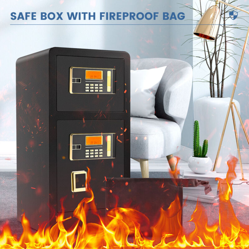 Large Home Safes 4.5Cub Fireproof Double Safes Lockbox Digital Keypad Money Safe