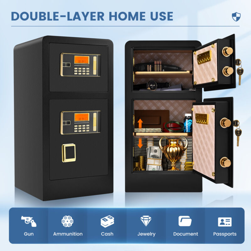 Large Home Safes 4.5Cub Fireproof Double Safes Lockbox Digital Keypad Money Safe