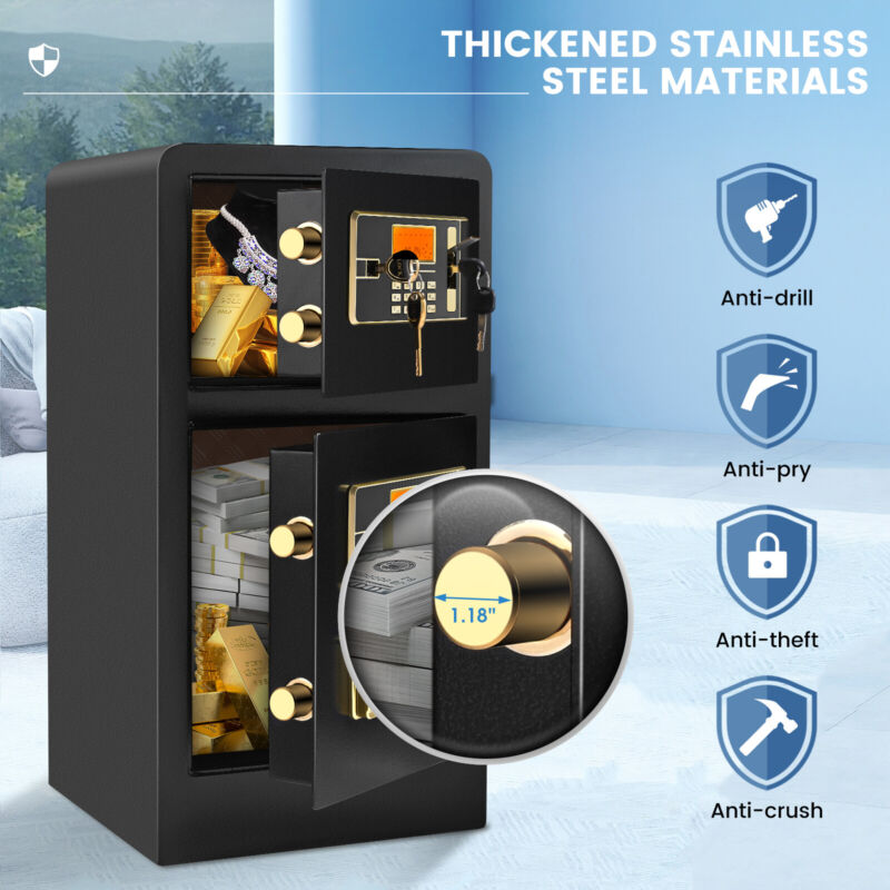 Large Home Safes 4.5Cub Fireproof Double Safes Lockbox Digital Keypad Money Safe