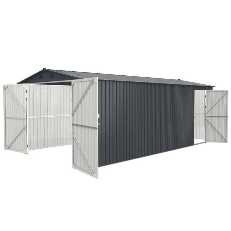 Heavy Duty Car Garage Galvani Steel Storage Outdoor Prefab Shed 20'x10'ft Metal