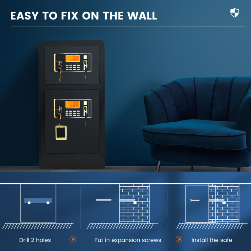 Large Home Safes 4.5Cub Fireproof Double Safes Lockbox Digital Keypad Money Safe